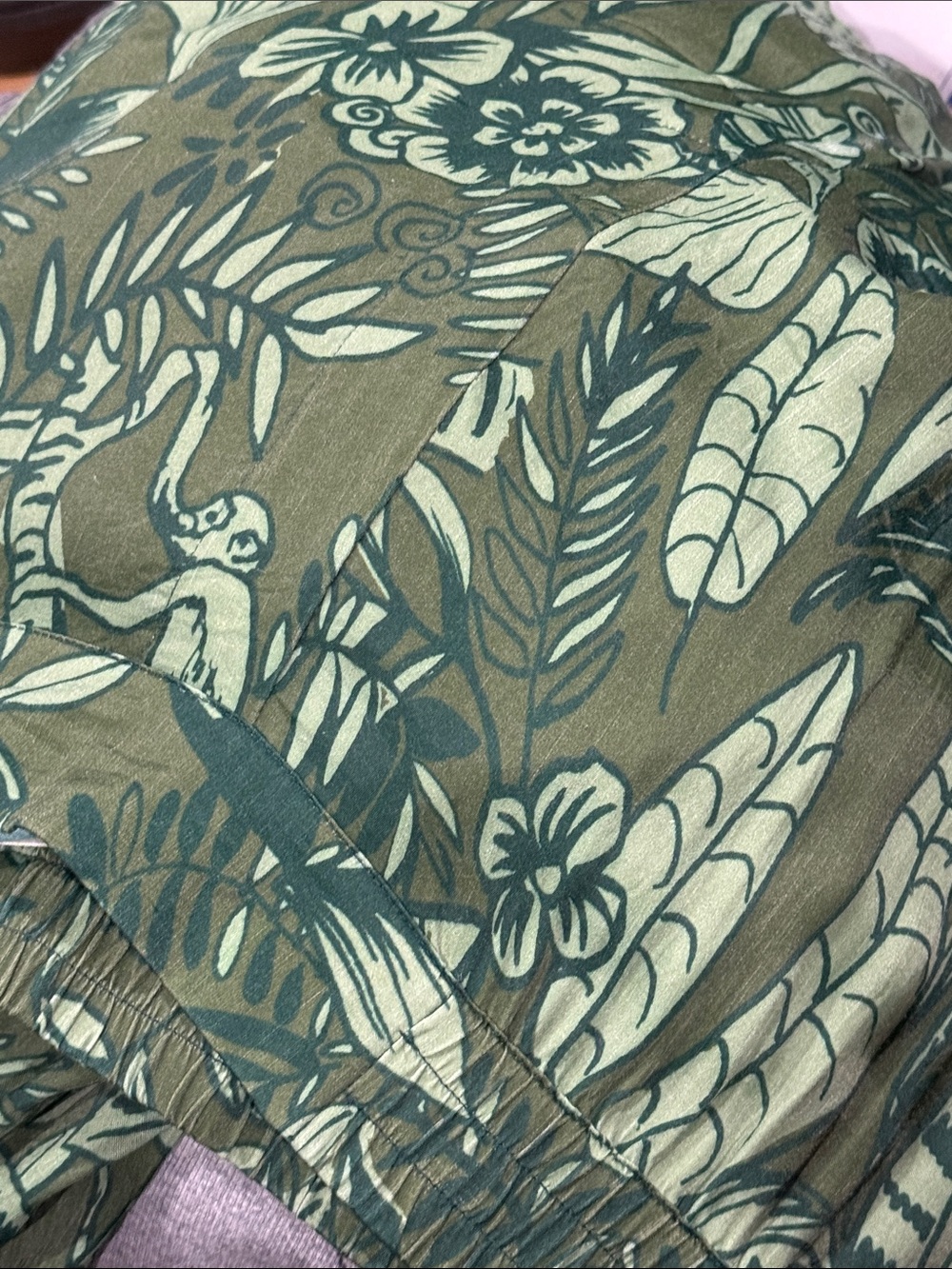 Farm rio deep Green Floral Jungle tiger Print Wide-Leg Bottoms - Picture 11 of 11